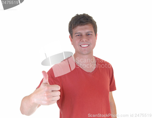 Image of Gesturing thumb up.