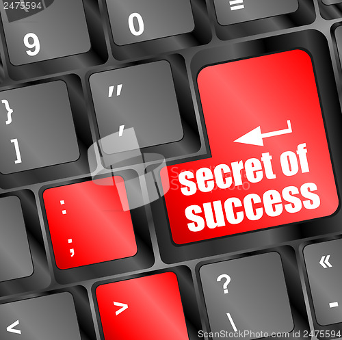 Image of secret of success button on computer keyboard key