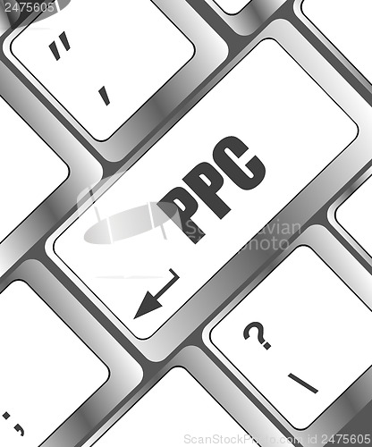 Image of Closeup of a computer keyboard with ppc word