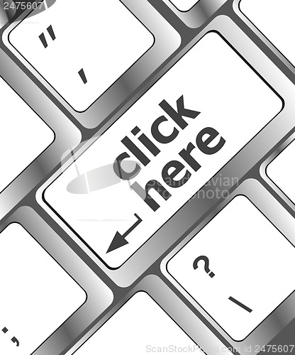Image of Keyboard with click here button, internet concept