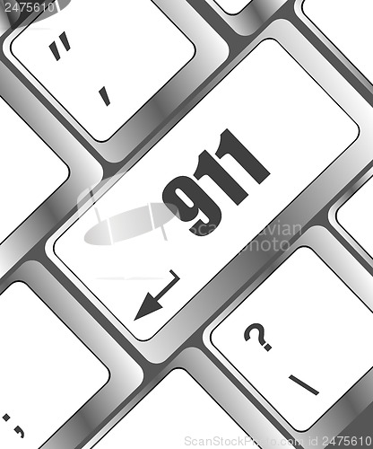 Image of Computer keyboard with the 911 sign