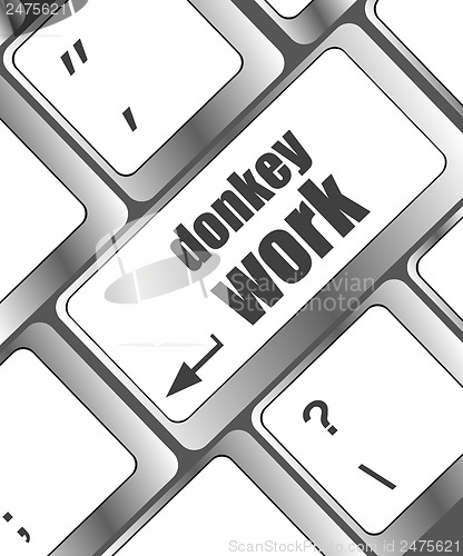 Image of Wording donkey work on computer keyboard