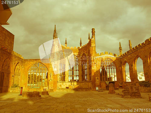 Image of Retro looking Coventry Cathedral ruins