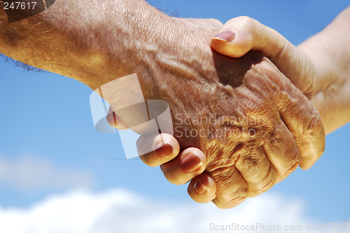 Image of hand shake in golden shine