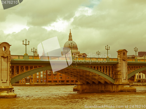 Image of Retro looking River Thames in London