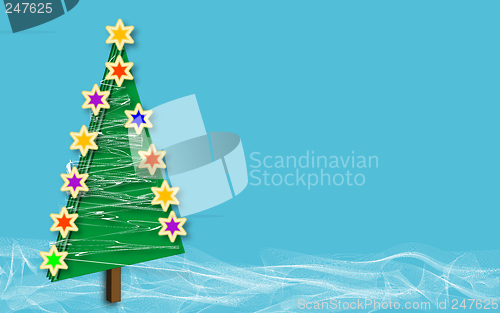Image of Christmas tree snow blue copyspace