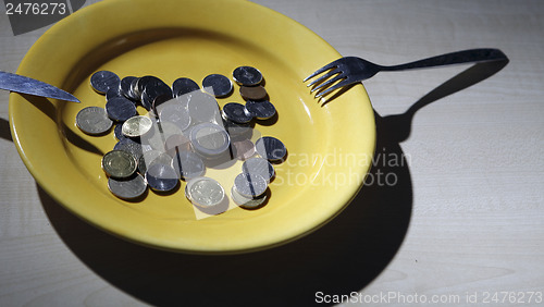 Image of Euro coins in a plate