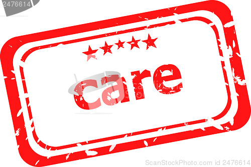 Image of care word on red rubber old business stamp