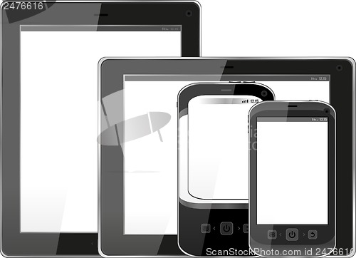 Image of Blank mobile smart phone and digital tablet pc set