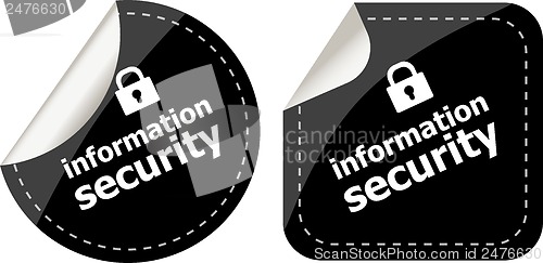 Image of information security black stickers label tag set
