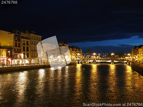 Image of Bayonne, october 2013, Nive riverside at night, France