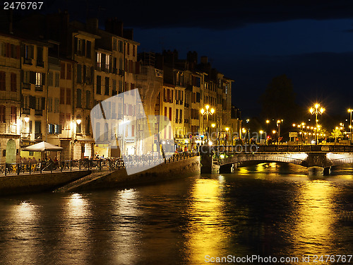 Image of Bayonne, october 2013, Nive riverside at night, France