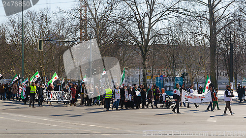 Image of Anti-Assad opposition demonstration against ruling regime of Bas