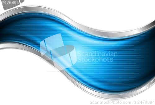 Image of Bright blue and silver vector waves