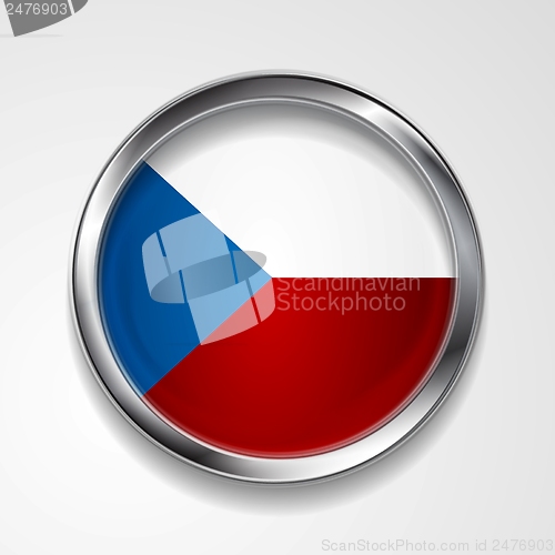 Image of Vector button with stylish metallic frame. Czech flag