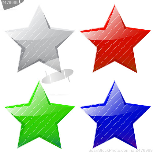 Image of set of vector glossy five-pointed stars