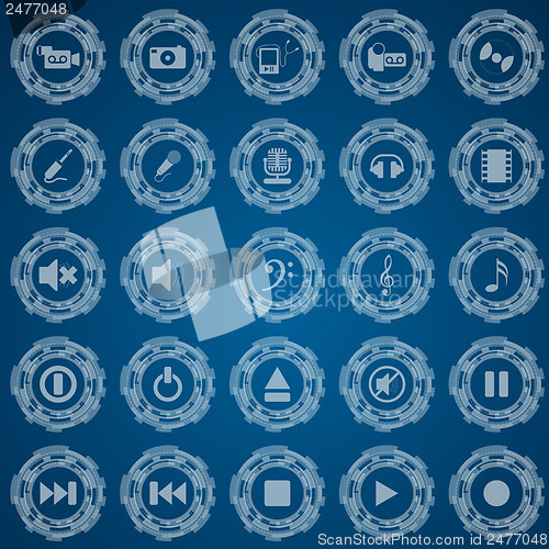 Image of audio and video icon set