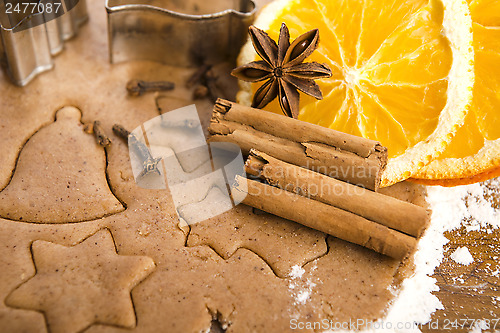 Image of Baking ingredients for Christmas gingerbread 