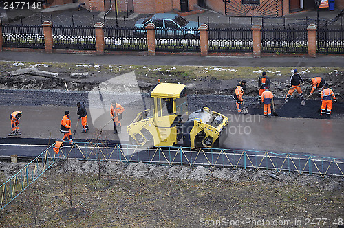 Image of Special equipment on road repair. Skating rink