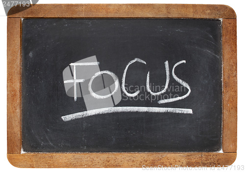 Image of focus word on blackboard