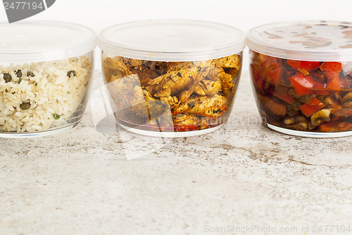Image of dinner meal in glass containers