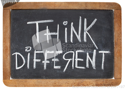 Image of think different on blackboard