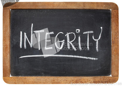 Image of integrity word on blackboard