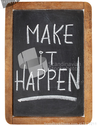 Image of make it happen on blackboard