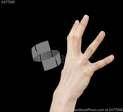 Image of White hand on black