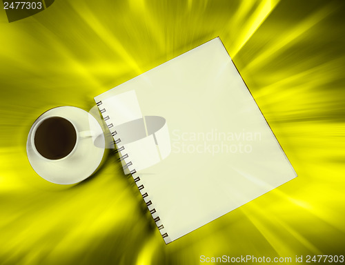 Image of White cup and white page