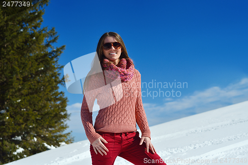 Image of happy woman at winter