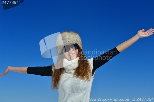 Image of happy woman at winter