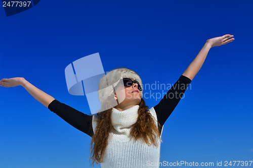 Image of happy woman at winter