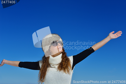 Image of happy woman at winter