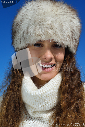 Image of happy woman at winter