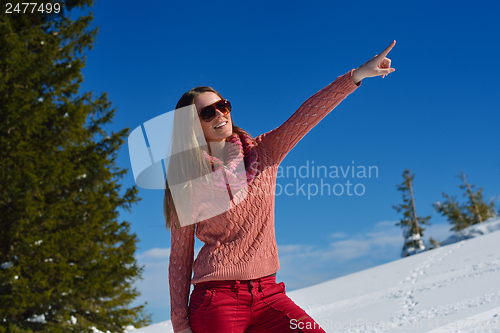 Image of happy woman at winter