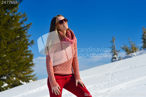 Image of happy woman at winter