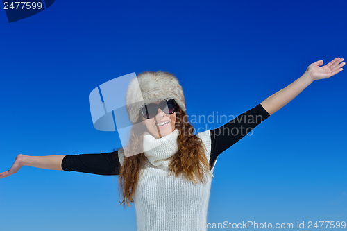 Image of happy woman at winter