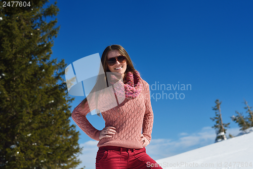 Image of happy woman at winter