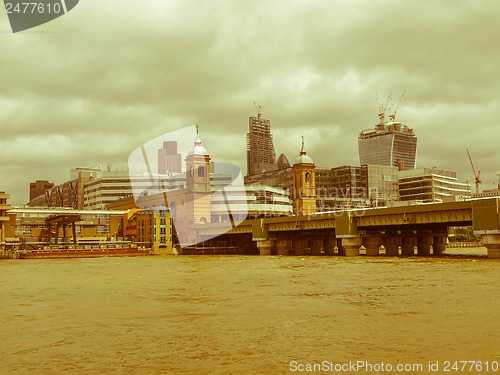 Image of Retro looking River Thames in London