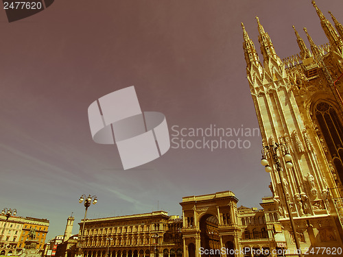 Image of Retro looking Piazza Duomo, Milan