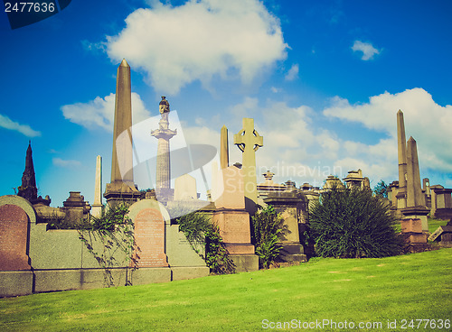 Image of Retro looking Glasgow necropolis