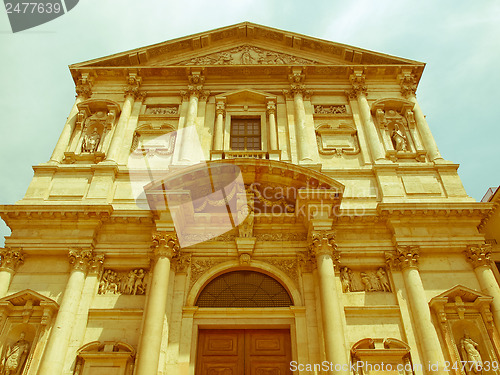 Image of Retro looking San Fedele church, Milan