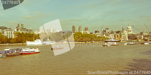 Image of Retro looking River Thames in London