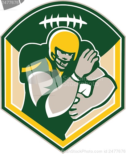 Image of American Gridiron Running Back Fending Crest