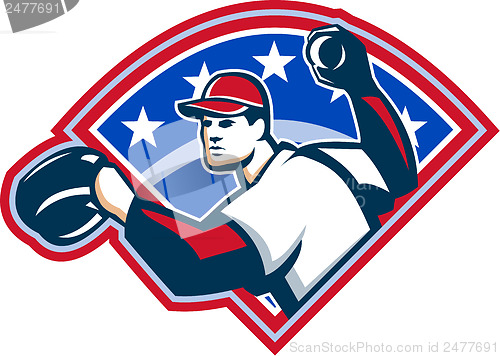 Image of Baseball Player Throwing Ball Retro