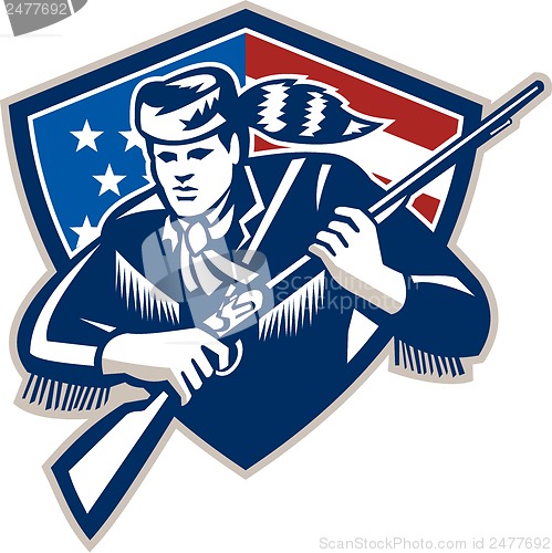 Image of American Frontiersman Patriot Stars Stripes Flag