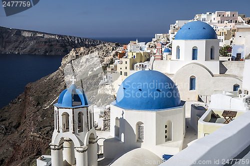 Image of Blue and white church of Oia village, Santorini 