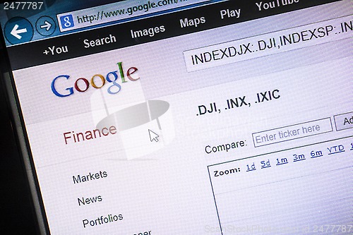 Image of Google finance web page