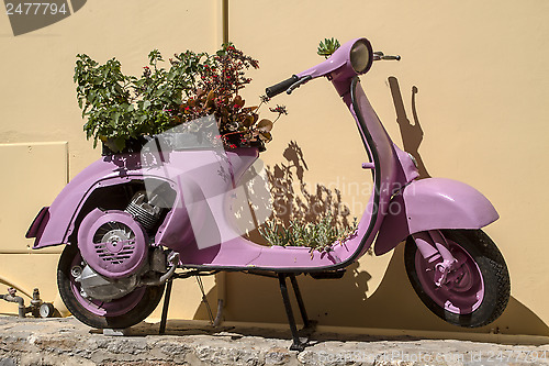 Image of Purple Vintage scooter in Rhodes Greece 